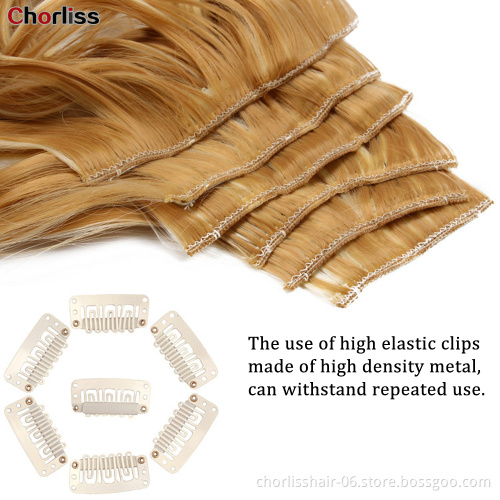22inch Natural  Hairpiece Body Wave curly hair Synthetic High Temperature Fiber Ombre Clip In Hair Extension synthetic wig